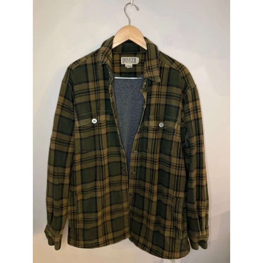 Duluth Trading Fleece Lined Plaid Flannel Shacket Medium